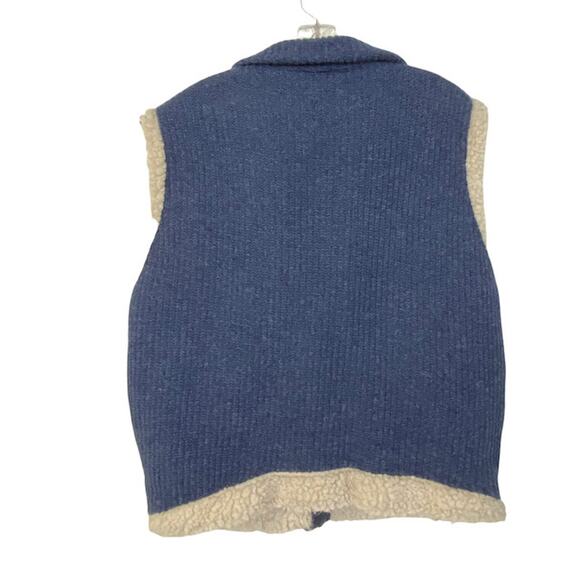 Vintage Mens L CEDAR BEND Sweater Vest Faux Sherpa Lining Blue Zip Front Grandpa - Picture 6 of 8